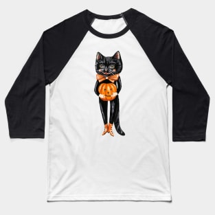 Black cat with pumpkin Baseball T-Shirt